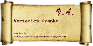 Vertetics Aranka névjegykártya